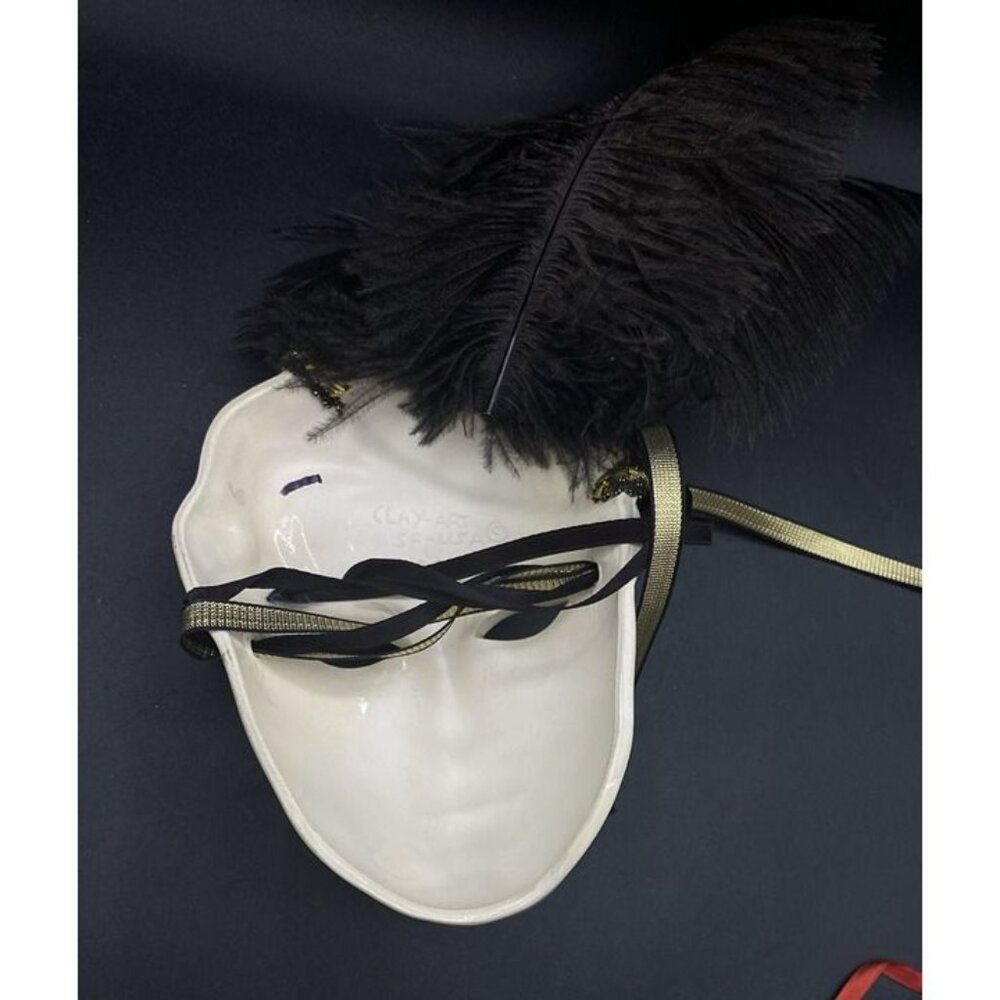 Clay Art 1029A Mardi Gras Woman Purple Shadow Black Feathers In Hat Vintage - Picture 9 of 9